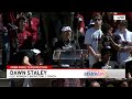 South Carolina Women's Basketball Coach Dawn Staley speaks at their national championship parade