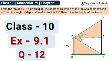 Class 10 Maths, Exercise 9.1 - Q 12 🌟 Some Applications of Trigonometry 🌟 NCERT, CBSE 🎯