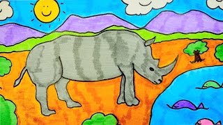 How To Draw A Rhino, Step By Step Drawing For Kids