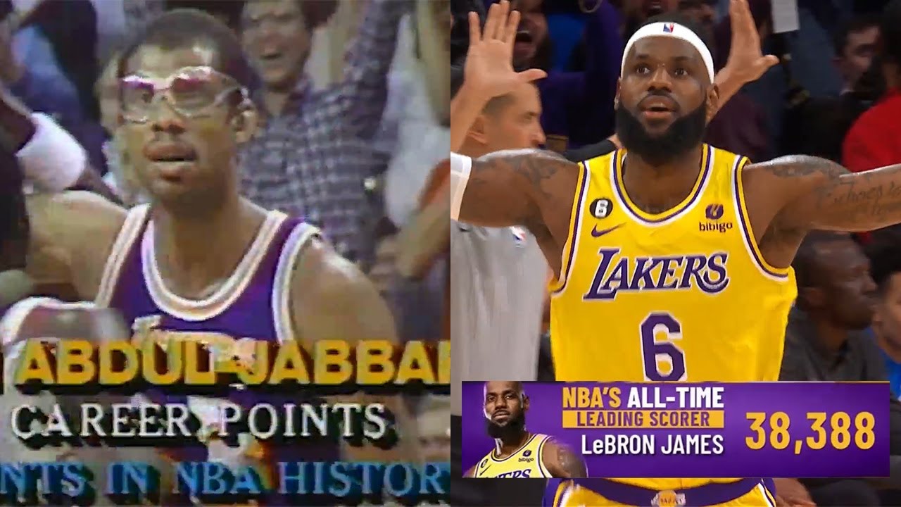 LeBron James and Kareem Abdul Jabbars record breaking buckets   39 Years Later