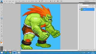 Tutorial Drawing Pixel Art Using Adobe Photoshop - Blanka Street Fighter