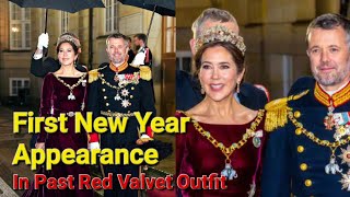 Princess Mary Looks Stunning In Recycled Red Valvet Outfit In First Appearance Following Queen's