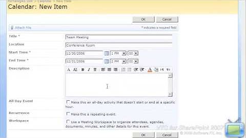 SharePoint 2007 Training Video: Add New Items to a Calendar