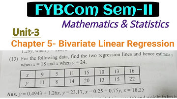 Part-11 Bivariate Linear Regression | FYBCom Sem-II | Maths & Stat. by Prof. Ramesh