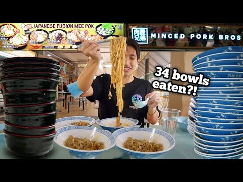 34 BOWLS OF BCM EATEN IN A DAY?!   INSANE Minced Pork Noodles Eating Challenge!   10KG in 24 HOURS