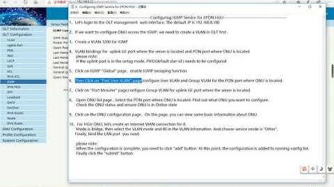 Configuring IGMP Service for EPON HGU On VSOl OLT From WEB