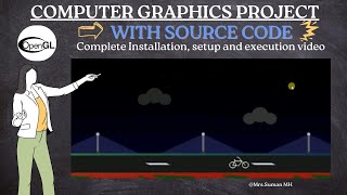 2D Midnight View  | OpenGL Project |  Computer Graphics Project | With Source Code