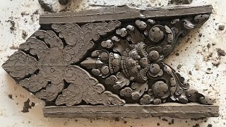 How to carve clay ornament pursuant ancient temples style in Cambodia