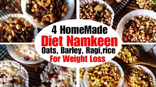 4 HomeMade Diet Namkeen Recipe | How to make Oats, Barley, Ragi & Rice Snack | Weight Loss | Hindi