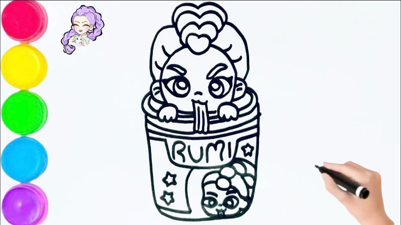 Нарисуй и раскрась Руми Рамен из K-pop «Охотники на демонов» — Рисунки для детей 