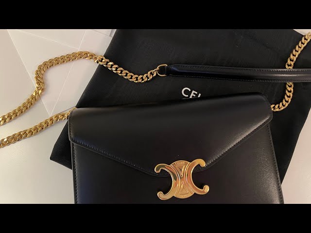 CARD HOLDER ON CHAIN TRIOMPHE in Shiny calfskin