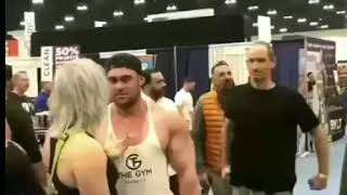Skinny guy bumping into bodybuilders prank