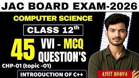 🔥 Class12 - Computer | CHP-01 topic -1 | MCQ #cs_chp01mcq #mcqquestions #C++ #jacboard #Exam2026