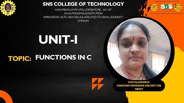 FUNCTIONS IN C| PROGRAMMING IN C |SNS INSTITUTIONS