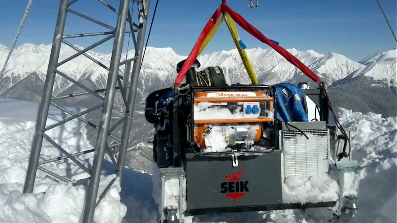 Грузовой кабель-кран. Первый подъем груза - YouTube