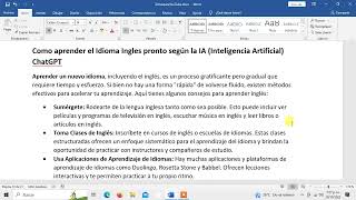 Como Aprender el Idioma Ingles Pronto segun la IA Inteligencia Artificial ChatGPT