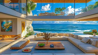 Morning Jazz In A Luxury Living Room Space - Jazz Instruments And Ocean Wave Sounds For Relaxation