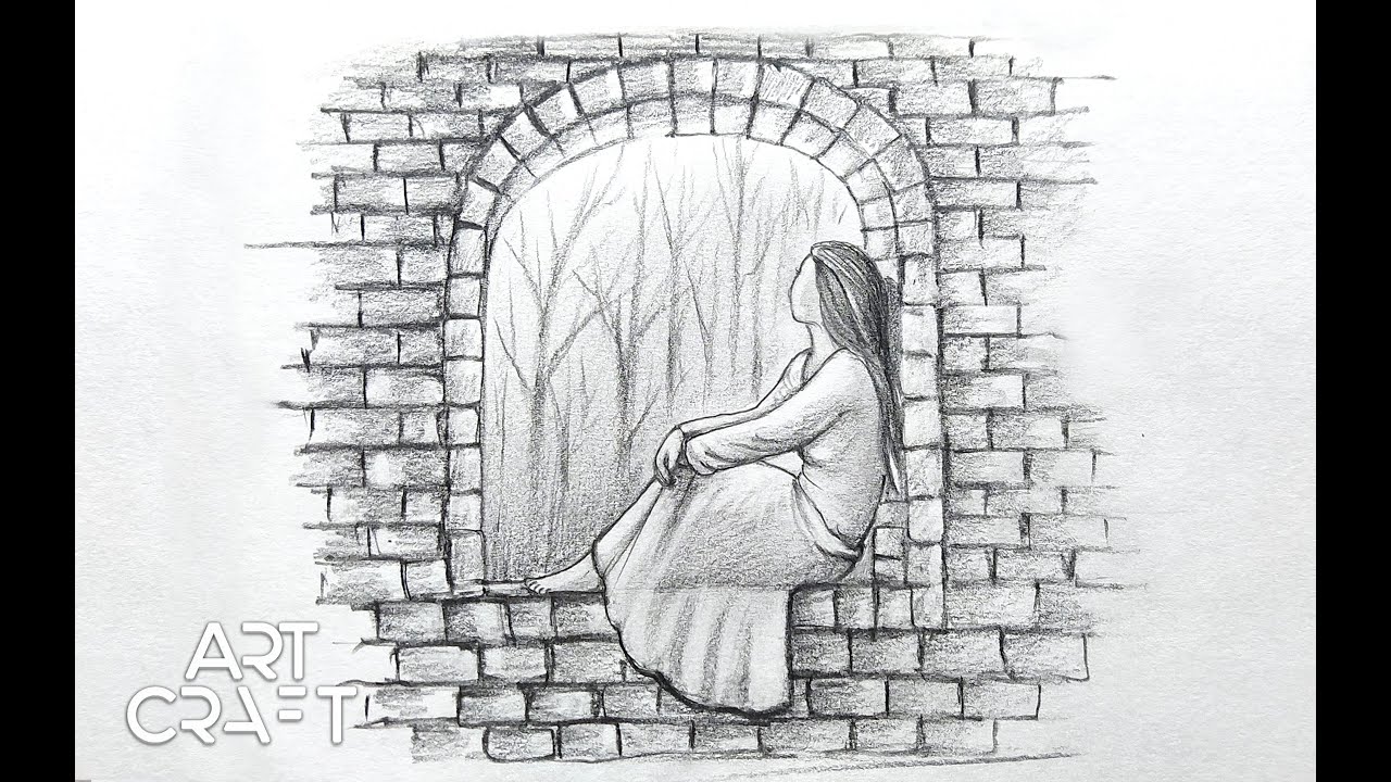 How to Draw a Sad Girl Sitting on Window || Pencil Drawing