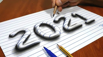 How to Draw 2021, 3D Drawing Trick Art,  Round Lines