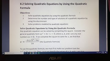Section 8.2 (Part 1) Solving Quadratic Equations by Using the Quadratic Formula