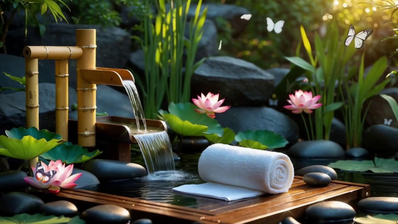 Relaxing Sleep Music ?? Gentle Bamboo Water Sounds, Calm Body & Mind, Anxiety Relief ??