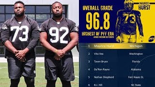 The oakland raiders maurice hurst is a huge steal. everyone super high
on this guy as am i. pro football focus had highest rated defe...