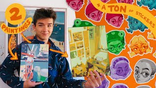 an art vlog ! sticker packing + some much needed painting time