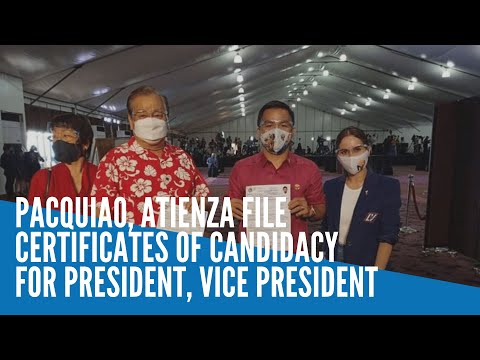Pacquiao, Atienza file certificates of candidacy for President, Vice President