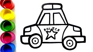 Glitter Toy Police Car Coloring and drawing for Kids, Toddlers | Learn Colors | Colorsfun