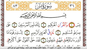 سورة يس مكتوبة يوسف نوح احمد برواية البزي عن ابن كثير