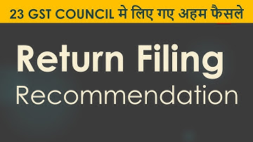 Return Filing Recommendation by GST COUNCIL : CA Mohit Goyal