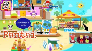 Baby bus🐼 gameplay | kota bayi panda: pantai, menikmati hotdog🌭,eskrim🍨,jus🍹, dan mengemasi barang💼 screenshot 4