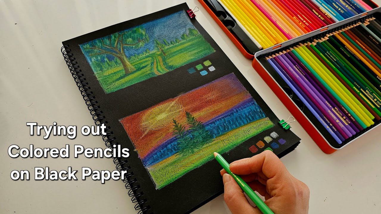 Colored Pencils Landscape Drawings on Black Paper | Satisfying Art Process