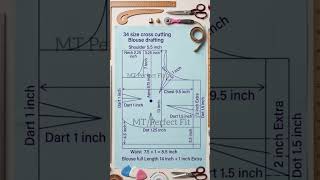 ✨Cross Cut Blouse Drafting for 34 Size | Professional Method #shorts #shortsfeed #youtubeshorts