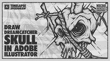 Draw Dreamcatcher Skull in Adobe Illustrator | Timelapse Speed Draw