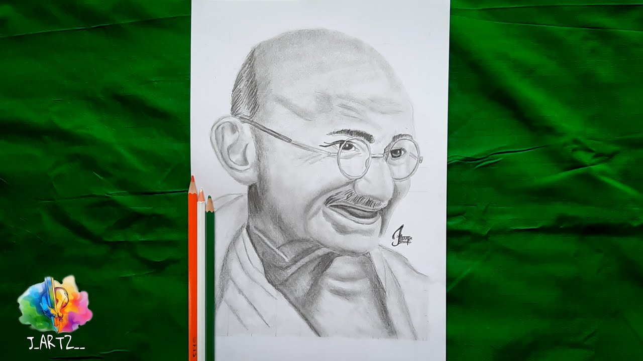 Drawing Mahatma Gandhi | Independence day drawing| J ARTZ DRAWINGS