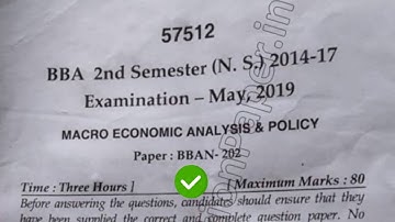 2019 Mdu BBA 2nd Sem Macro Economics Analysis & Policy Question Paper