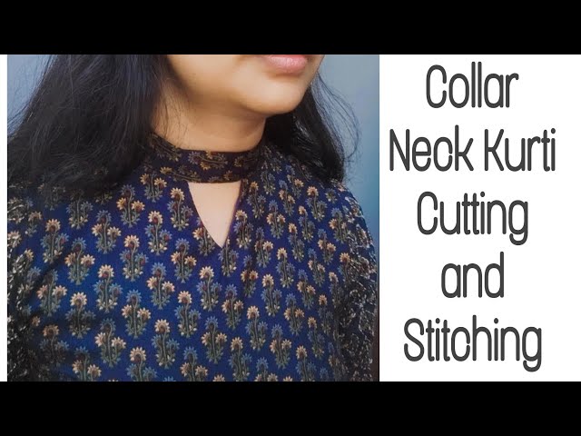 Collar Neck Umbrella Cut Kurti Cutting and Stitching | Collar Neck Kurti  Cutting and Stitching - YouTube
