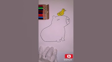 Viral cute capybara with duckling on its head reverse drawing and coloring video #capybara #art #fun