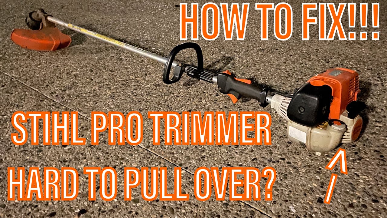 Stihl Pro trimmer REALLY hard to pull when starting... how-to fix!!! (Stihl 4-mix valve - YouTube