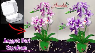 Ide Kreatif Bunga Anggrek Kresek Tanpa Setrika/DIY Styrofoam Orchid /Bunga Anggrek dari sterofoam