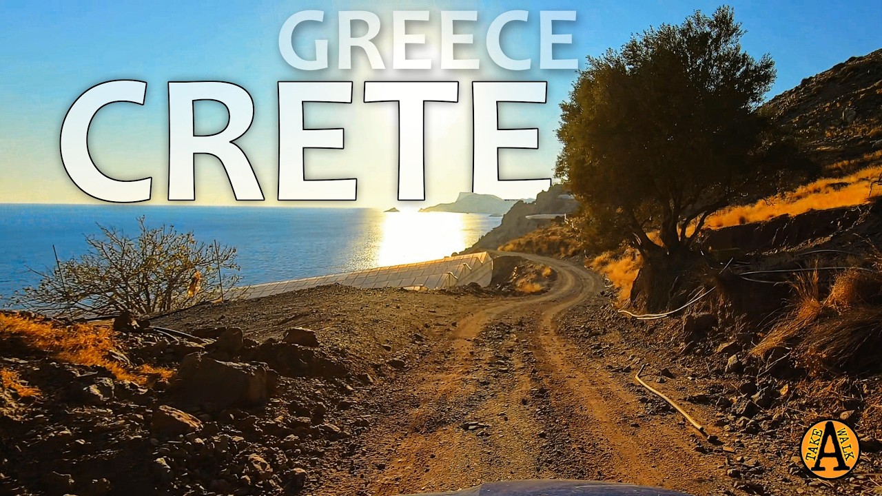 Coastal Road on Greek Island of Crete - Sunset - Scenic Drive From Lentas to Platia Peramata - ASMR