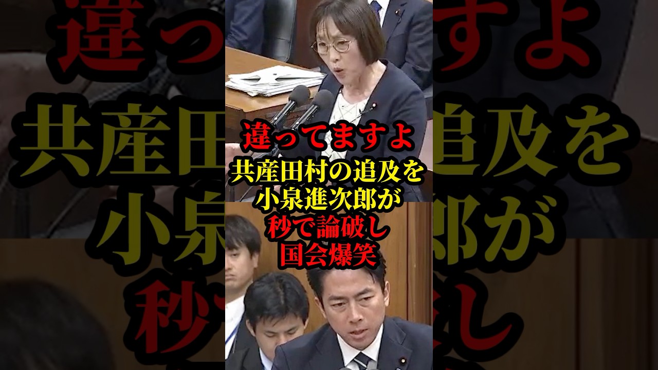 共産田村議員の追求を小泉進次郎が一蹴り!前提の前提が違うと即座に反論して大爆笑
