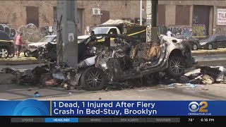 1 Dead, 1 Injured After Fiery Crash In Bed-Stuy, Brooklyn