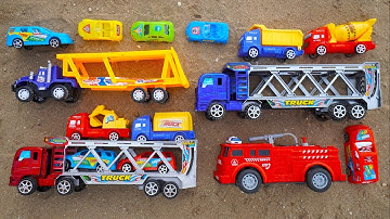 Xe Container chở Máy Xúc , Xe Cẩu , Xe Múc , Ô Tô , Xe Cứu Hỏa , Xe Tải Đổ Đất , Đồ Chơi Xúc Cát