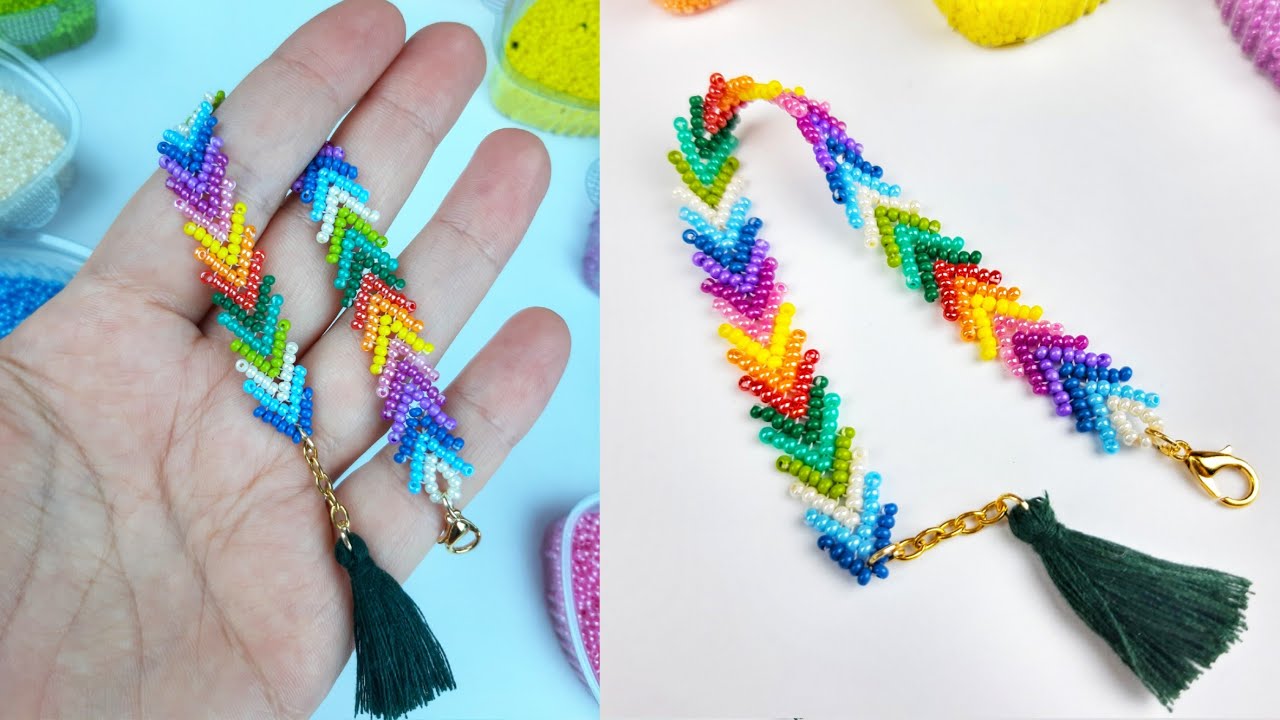 Çift Sıra St. Petersburg Tekniği. Renkli Yaz Bilekliği Yapımı. Double St petersburg stitch. DIY BEAD
