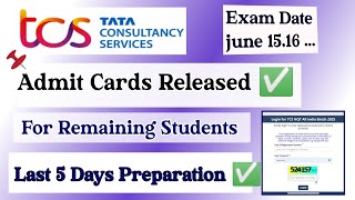 TCS Released Admit Card For Left Of Students |TCS Next Phase Exam june 15-16 |TCS AdmitCard download