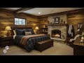 Rustic Cabin Bedroom | Inspired Cozy Fireplace Ambience | Relaxing Winter Escape