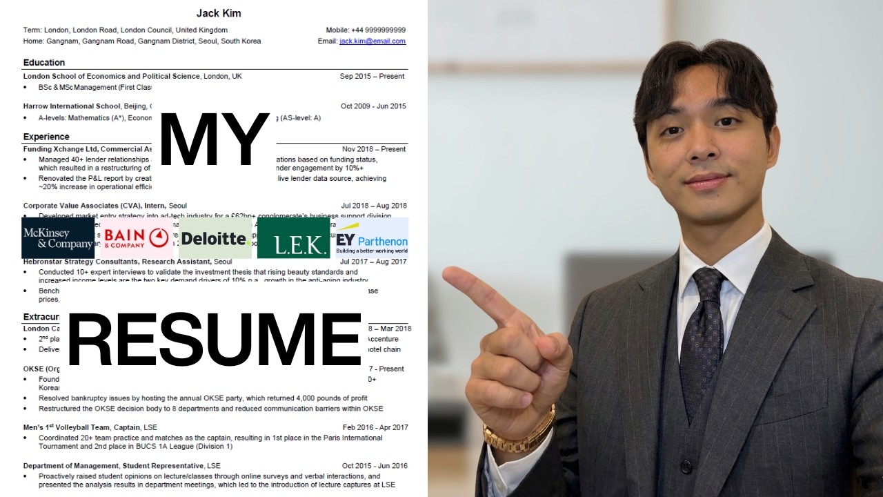 Это резюме было отобрано компаниями McKinsey, Bain, Deloitte и LEK.