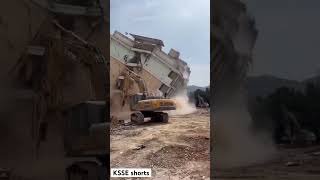 Efficient Demolition: Small Excavator Takes Down Building In Record Time #Learning